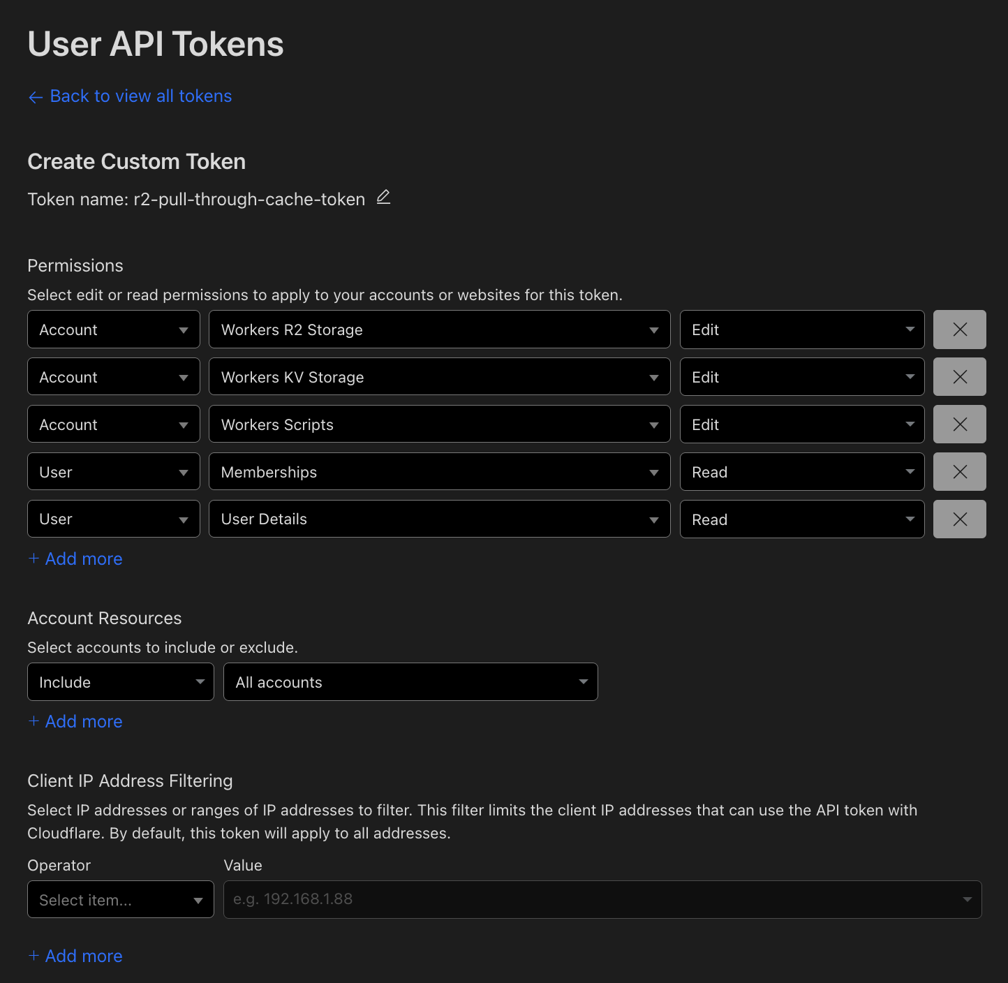 Cloudflare token permissions